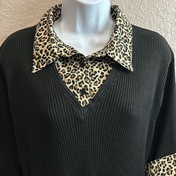 #134 Fiorlini international, animal print woven sweater size 22/24 - Picture 2 of 7